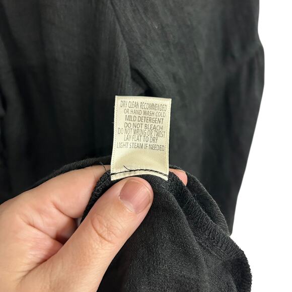 R/C The Brand Black Boho Peasant Top Small Balloon Sleeve Tassel Tie - Picture 8 of 8